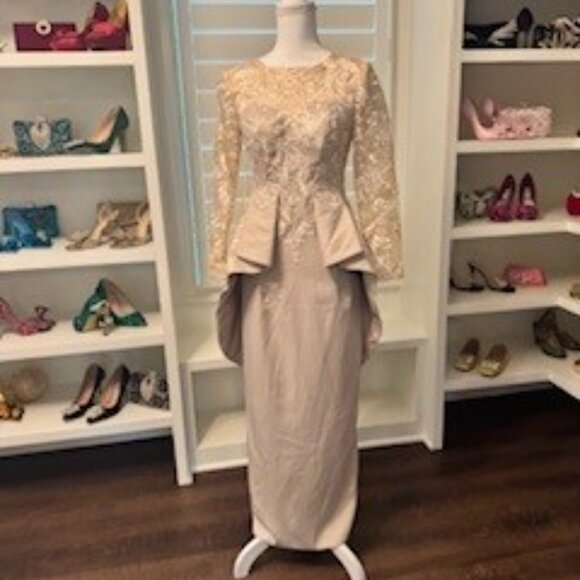 Champagne Satin Evening or Mother Of The Bride Evening Gown - Picture 8 of 8